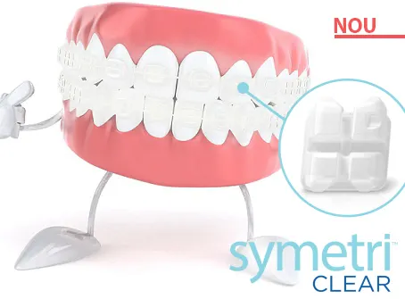 Machetă dentară cu aparat fizionomic Symetri Clear™, cu brackeți transparenți